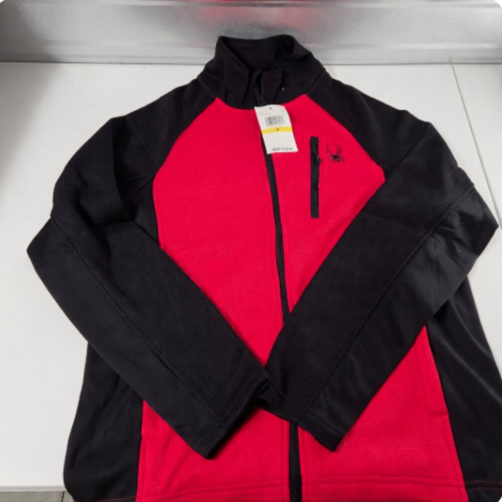 Spyder Men's Full Zip Fleece Lined Jacket Red & Black Size M, NWT